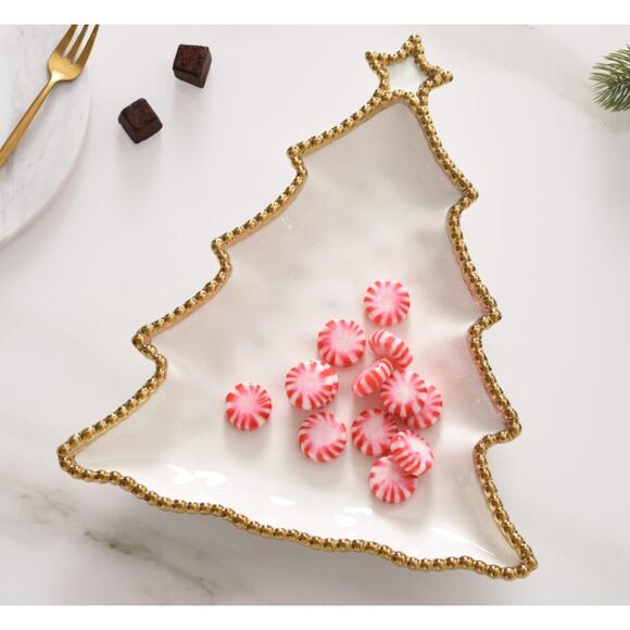 NEW PAMPA BAY christmas tree platter in white/gold - Picture 4 of 4